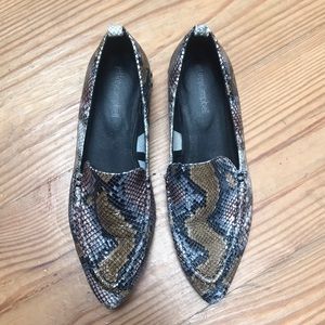 Jeffrey Campbell snake skin loafers